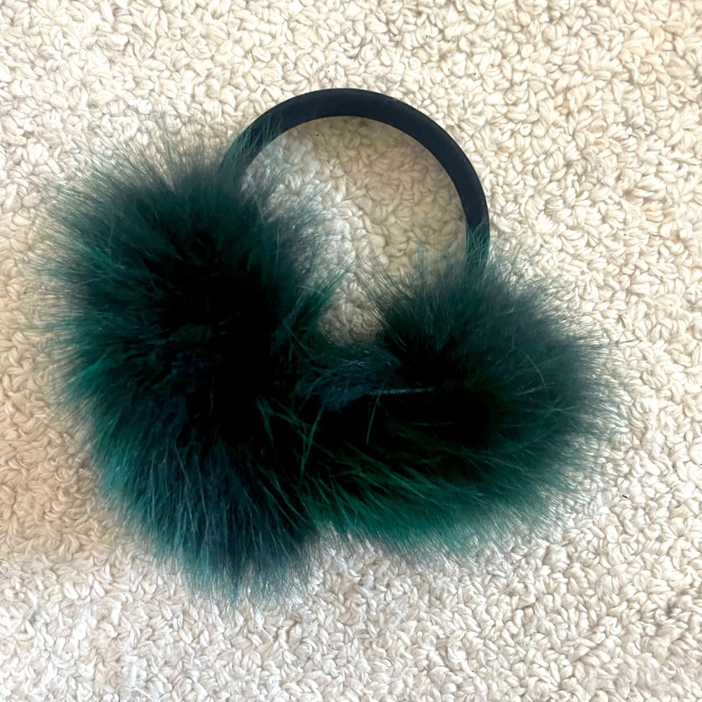 Fox fur earmuffs green